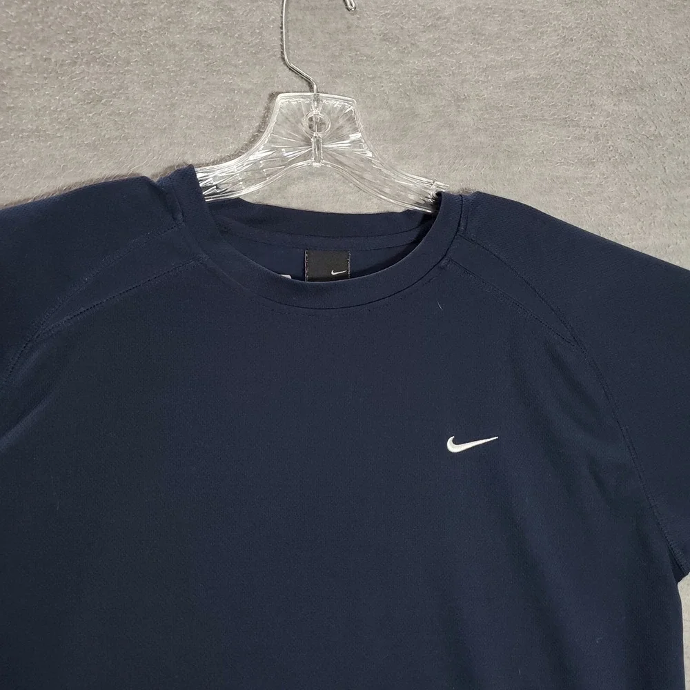 VINTAGE Nike Men Shirt Large Blue‎ Mesh Logo Embroidered Short Sleeve 90s